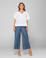 Ria Pant With Pockets - Blue Chambray