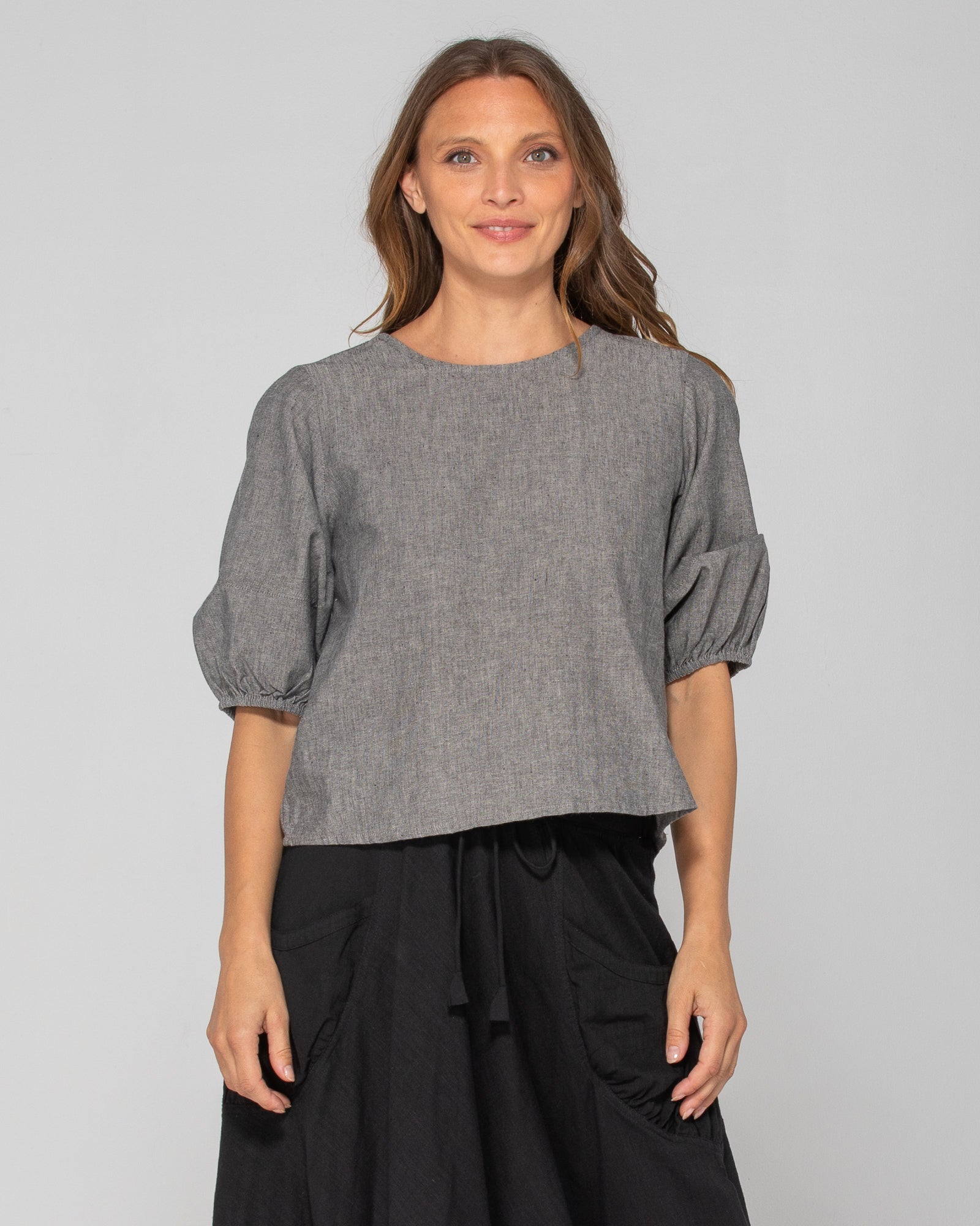 Ava Top - Winter Black Chambray