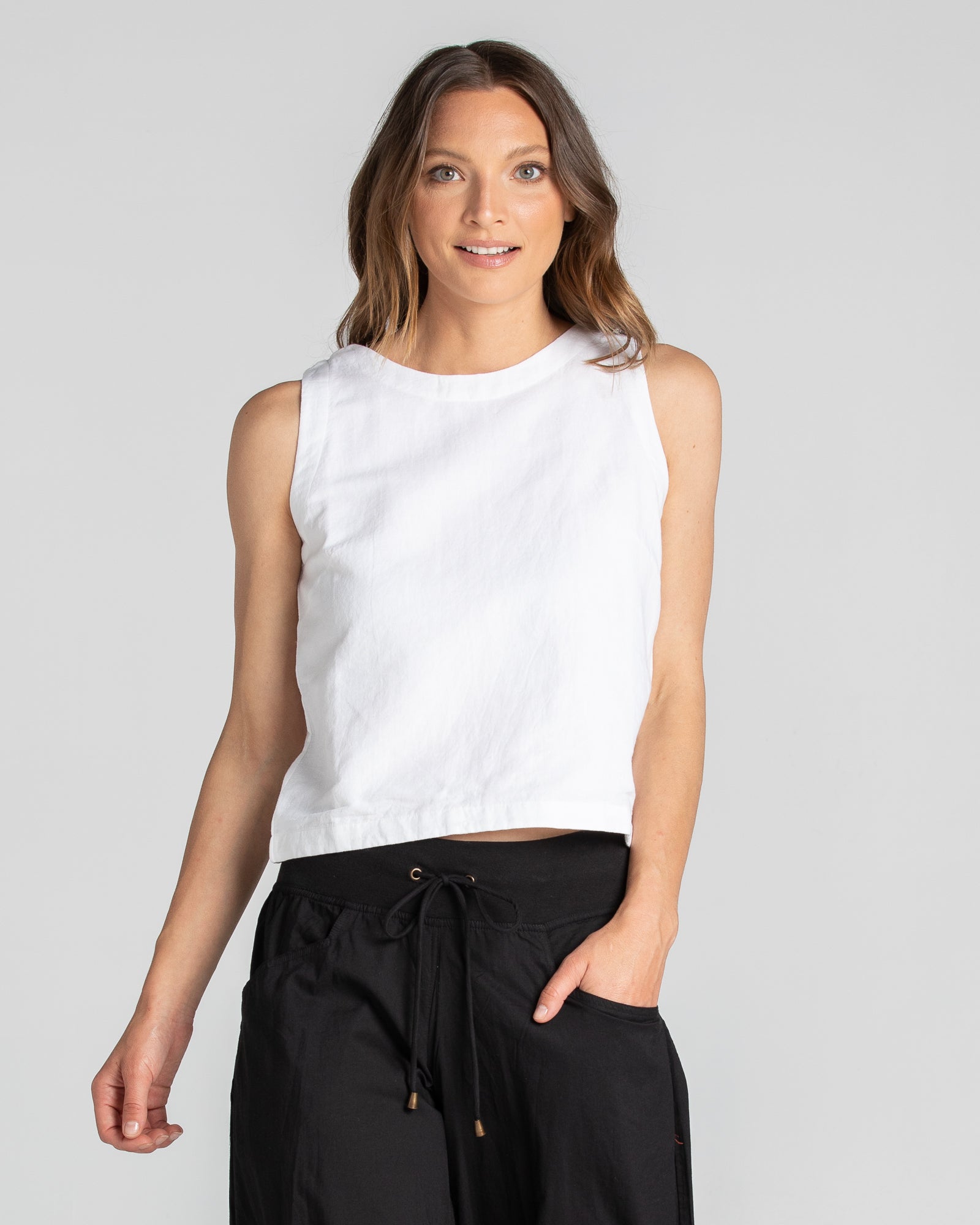 Rose Linen Top - White