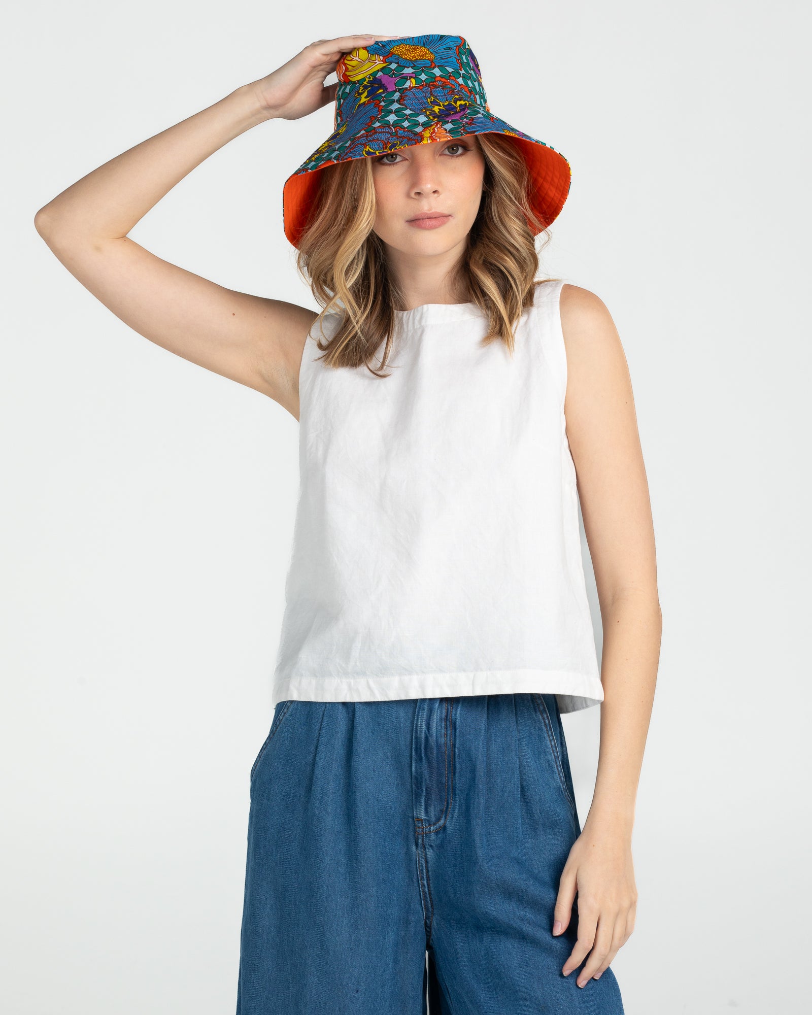 Reversible Wide Brim Bucket Hat - Edith