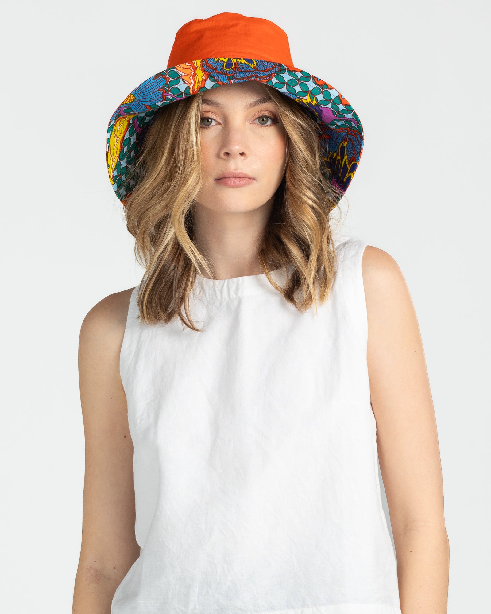 Reversible Wide Brim Bucket Hat - Edith