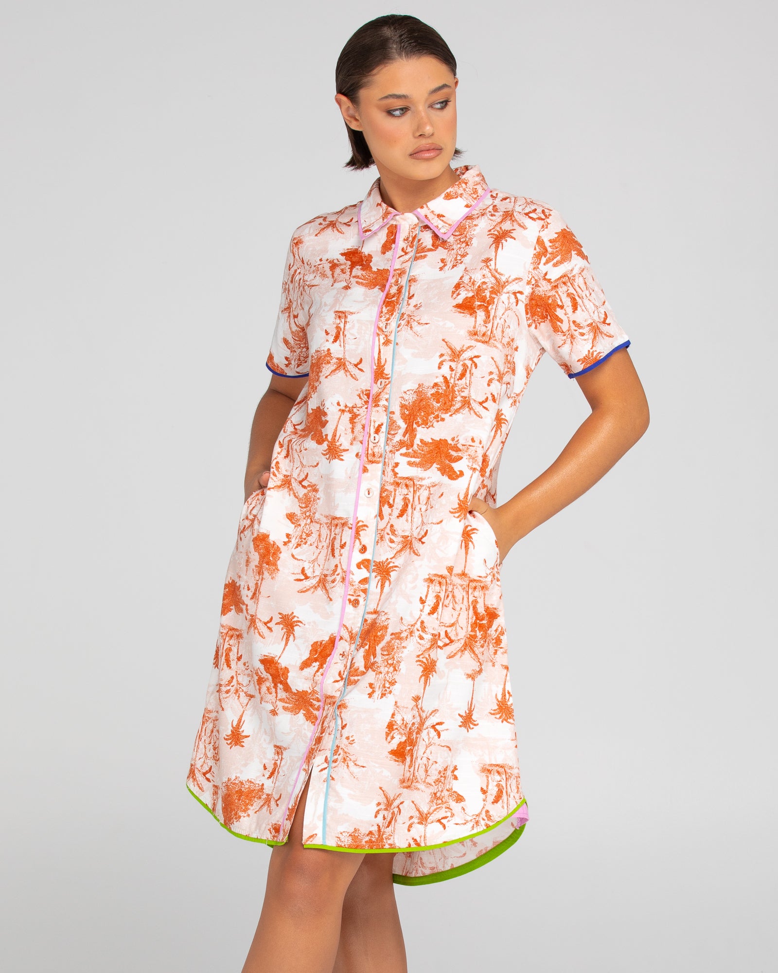 Cuba Shirt Dress - Western Palm