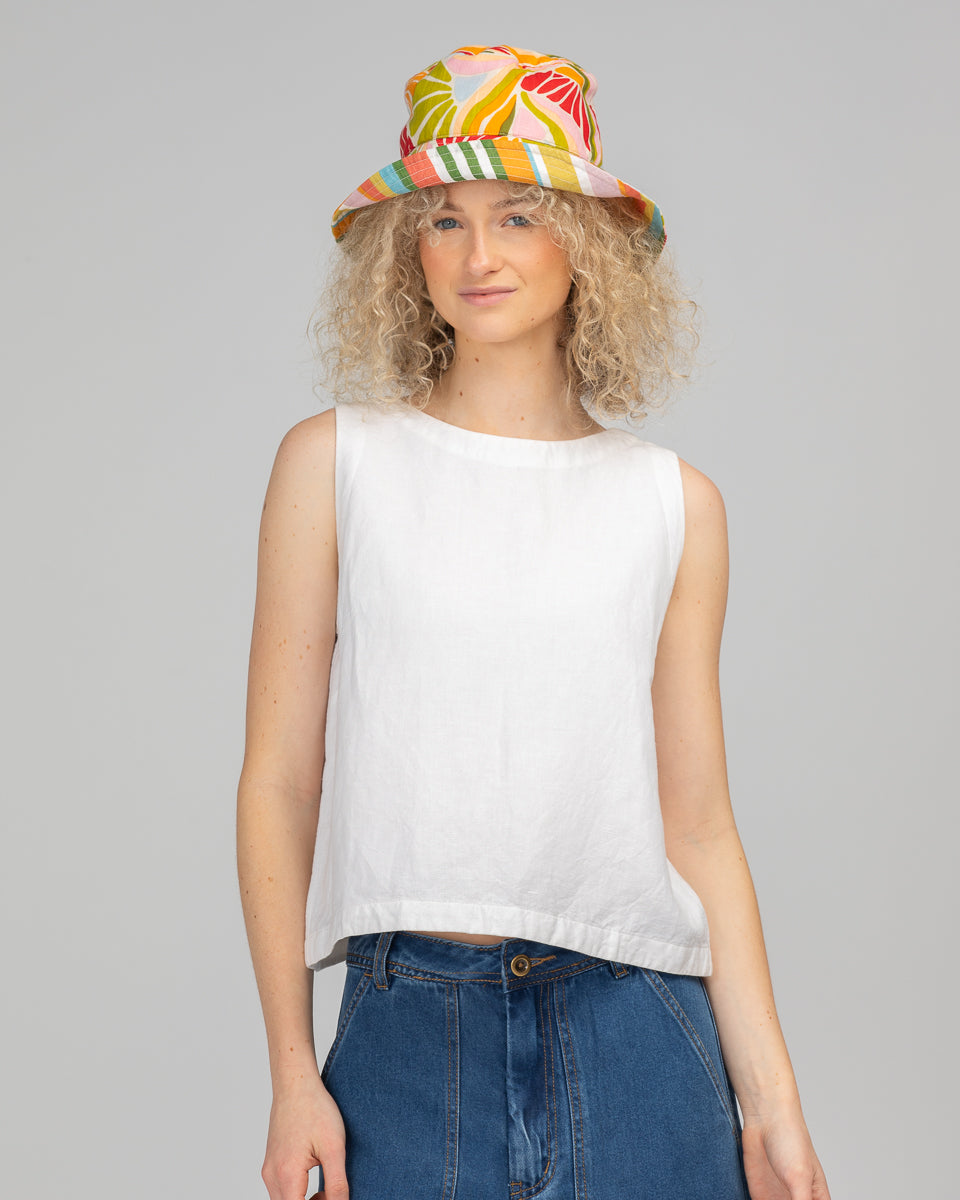 Reversible Bucket Hat  - Colada/Ailana Stripe