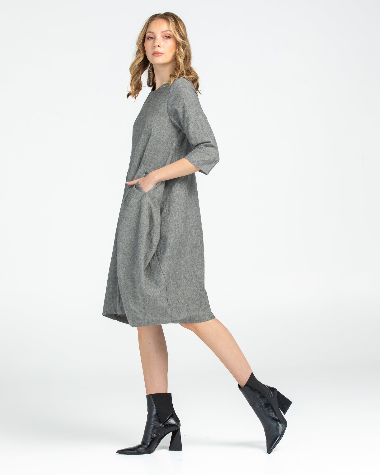 Elka Dress - Winter Black Chambray