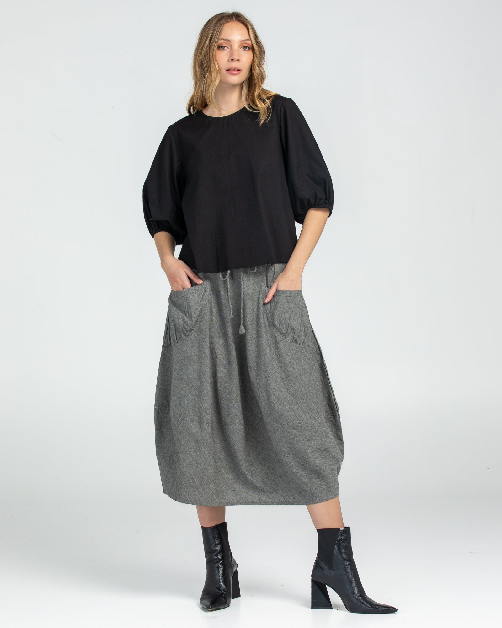 Guru Skirt - Winter Black Chambray